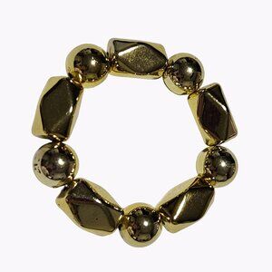 Elegant Gold Tone Nugget Bead Stretch Statement Bracelet Evening Fashion Jewelry